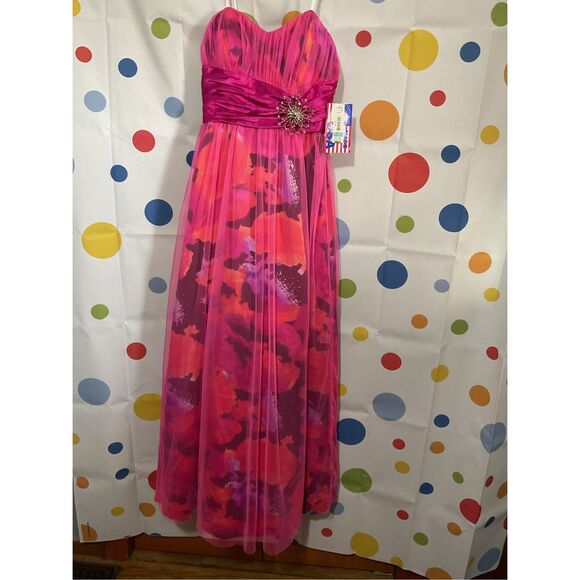 NWT Morgan & Co. Formal Dress Fuchsia Multi Size 5/6 🌸🍒 - Picture 6 of 15